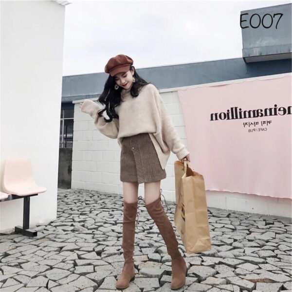 Váy len + Boots da lộn