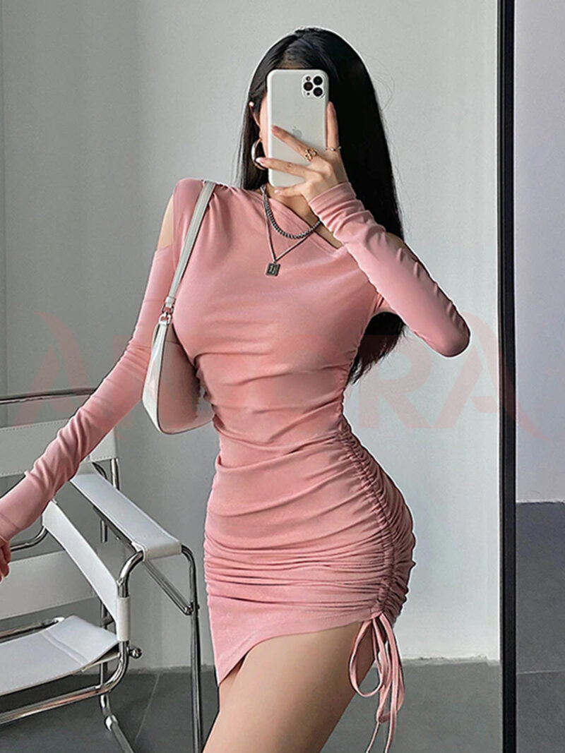 Đầm ôm body hở vai thiết kế rút dây - A0403DB - Ảnh 2