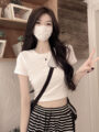Áo croptop nữ cổ tròn ôm body trơn ngắn tay chất thun gân form basic đủ màu TRẮNG/ĐEN/ĐỎ/NÂU - A0111T - Ảnh 1 màu Trắng