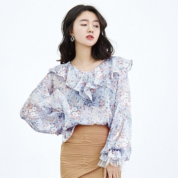 Áo hoa cổ bè + chân váy