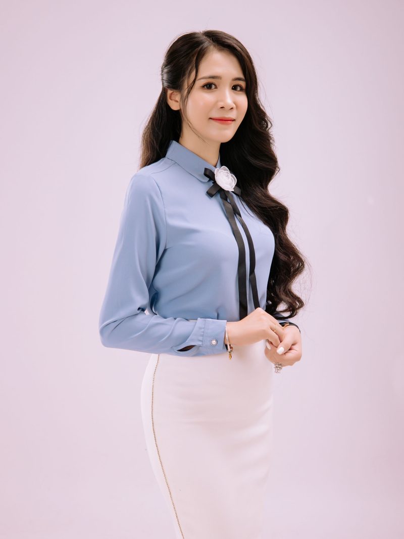Áo sơ mi lụa tay dài cài phụ kiện nơ cổ - MARIS TOP - Ảnh 3