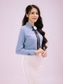 Áo sơ mi lụa tay dài cài phụ kiện nơ cổ - MARIS TOP - Ảnh 3