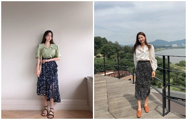 Chân váy mix áo blouse dịu dàng đề nàng cuốn hút mỗi ngày