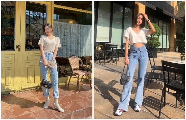 Phối một chiếc quần jeans cạp cao giúp nàng hack dáng, chân dài miên man