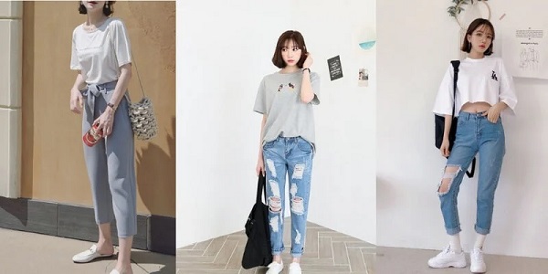 Nàng công tóc ngắn mặc áo phông mix quần baggy