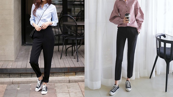Phối áo quần công sở và giày thể thao