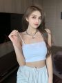 Áo hai dây croptop nữ ôm body thun gân 100% cotton - A0107T - Ảnh 1