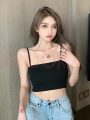Áo hai dây croptop nữ ôm body thun gân 100% cotton - A0107T - Ảnh 5