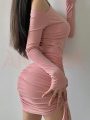 Đầm ôm body hở vai thiết kế rút dây - A0403DB - Ảnh 3