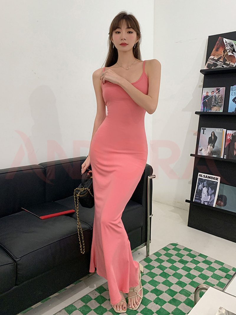 Đầm đuôi cá maxi 2 dây ôm body tôn dáng, quyến rũ chất thun co dãn tốt mặc đi chơi, dự tiệc, đi biển - A0404DB - Ảnh 6