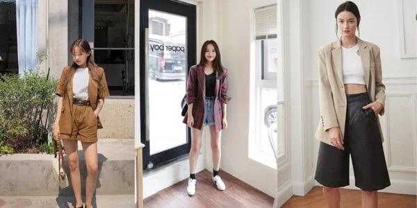 Áo blazer mix với quần short