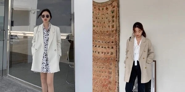 Áo blazer mix với áo sơ mi