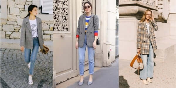 Áo blazer mix với quần jeans