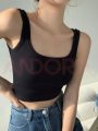 Áo thun croptop nữ ôm body hai dây bản lớn Andora chất vải thun gân cotton, kiểu áo crt cổ vuông đủ màu TRẮNG/ĐEN A0112T - Ảnh 2