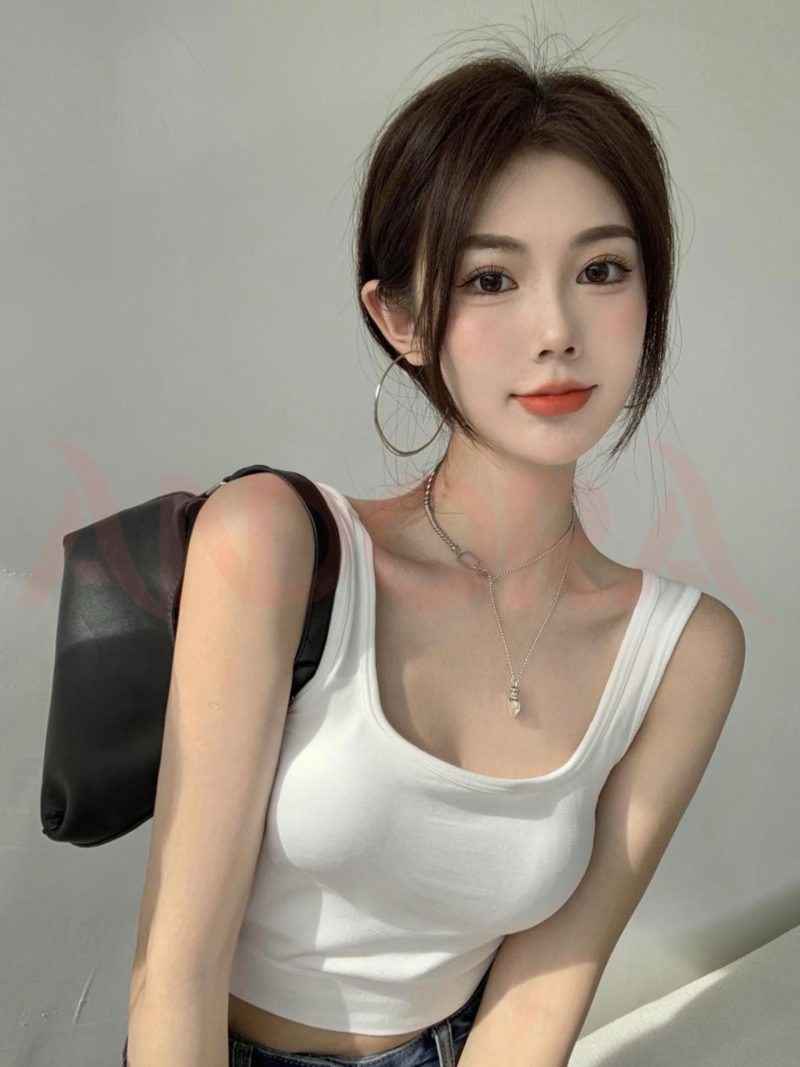 Áo thun croptop nữ ôm body hai dây bản lớn Andora chất vải thun gân cotton, kiểu áo crt cổ vuông đủ màu TRẮNG/ĐEN A0112T - Ảnh 5