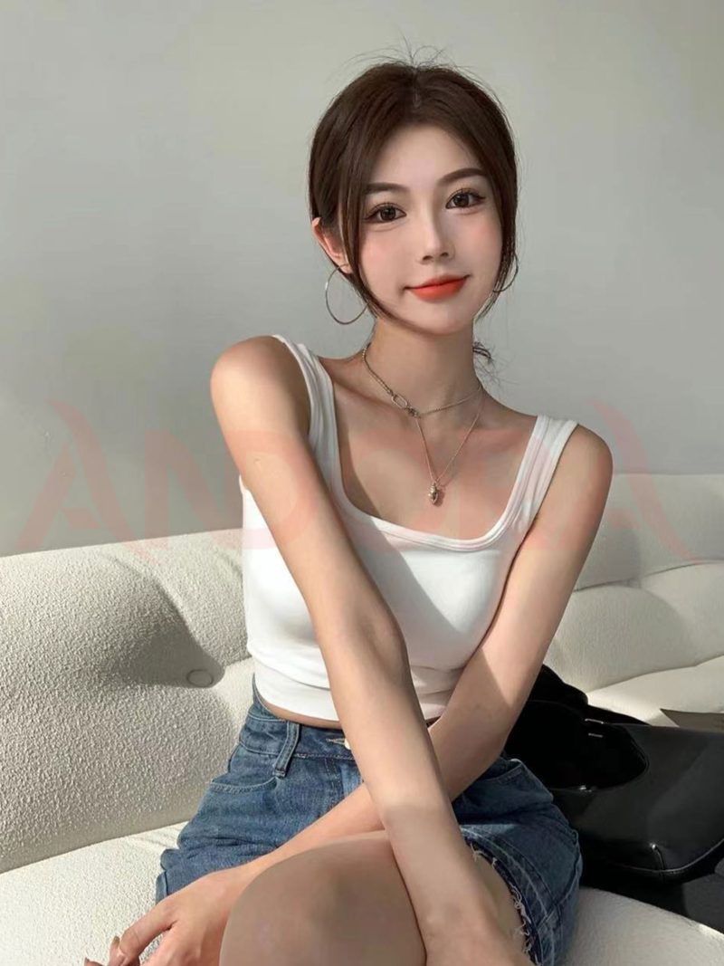 Áo thun croptop nữ ôm body hai dây bản lớn Andora chất vải thun gân cotton, kiểu áo crt cổ vuông đủ màu TRẮNG/ĐEN A0112T - Ảnh 6